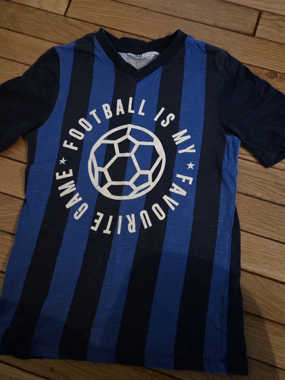 H&M Blue & Navy Striped Football Graphic Tee